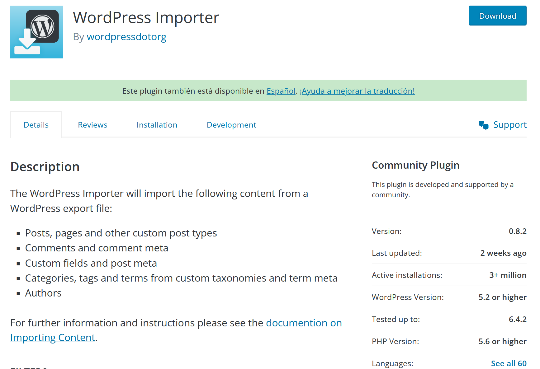 wordpress import export plugin